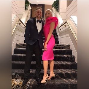 Eliza J Hot Pink One Shoulder Dress